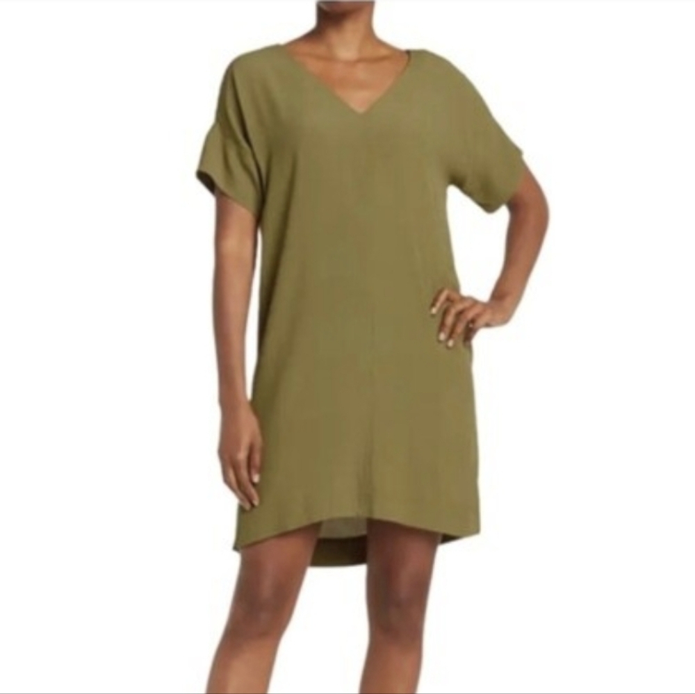 Madewell Novel Short Sleeve Shirt Dress Olive Green Size Small
